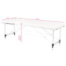 Inklapbare massagetafel aluminium comfort 2 delig wit